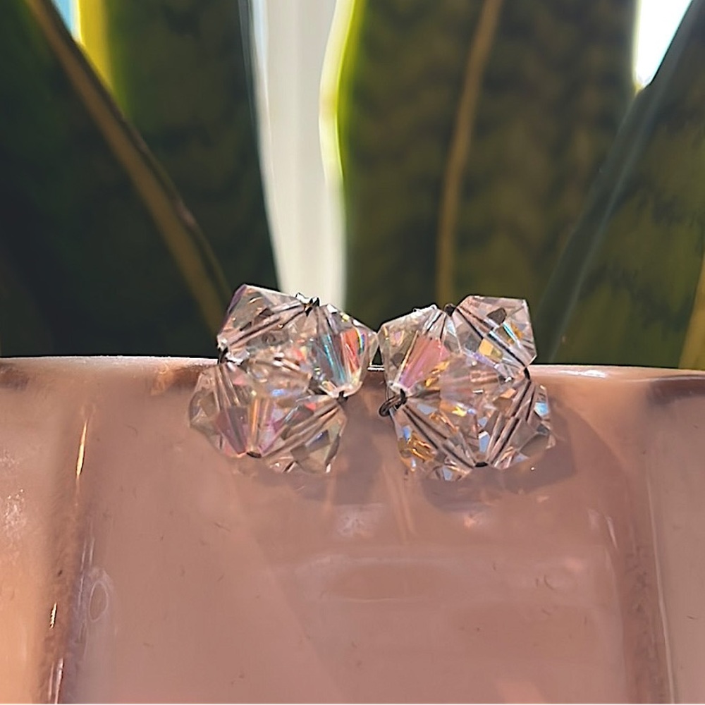 Vintage Silver Rhinestone Clip on Earrings 💎